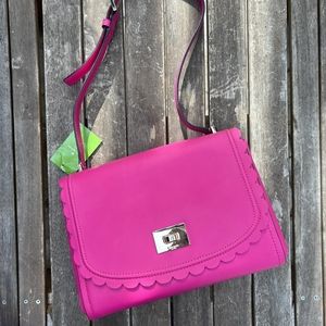 NWT Kate Spade Scalloped Jazmin Handbag Pink Leather Shoulder Bag